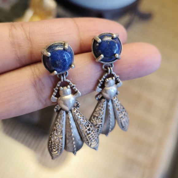 Lapis Lazuli Intricate Bug Earrings 🦗🪲🐞🐛 - Picture 4 of 6